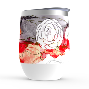Red Watercolor Flower Stemless Wine Tumblers