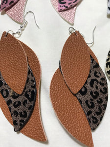 Faux Leather multi-layered earrings