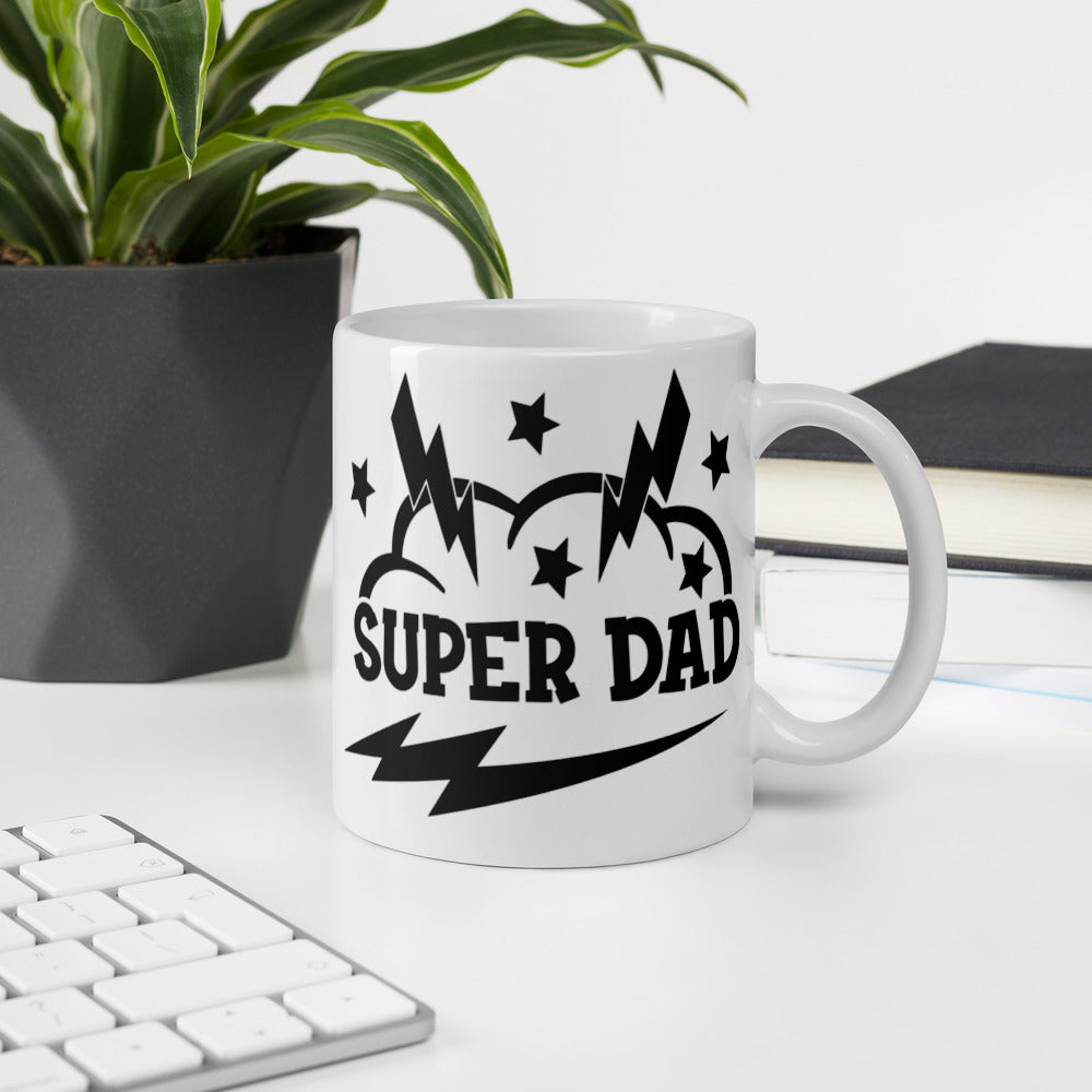 Super Dad White glossy mug