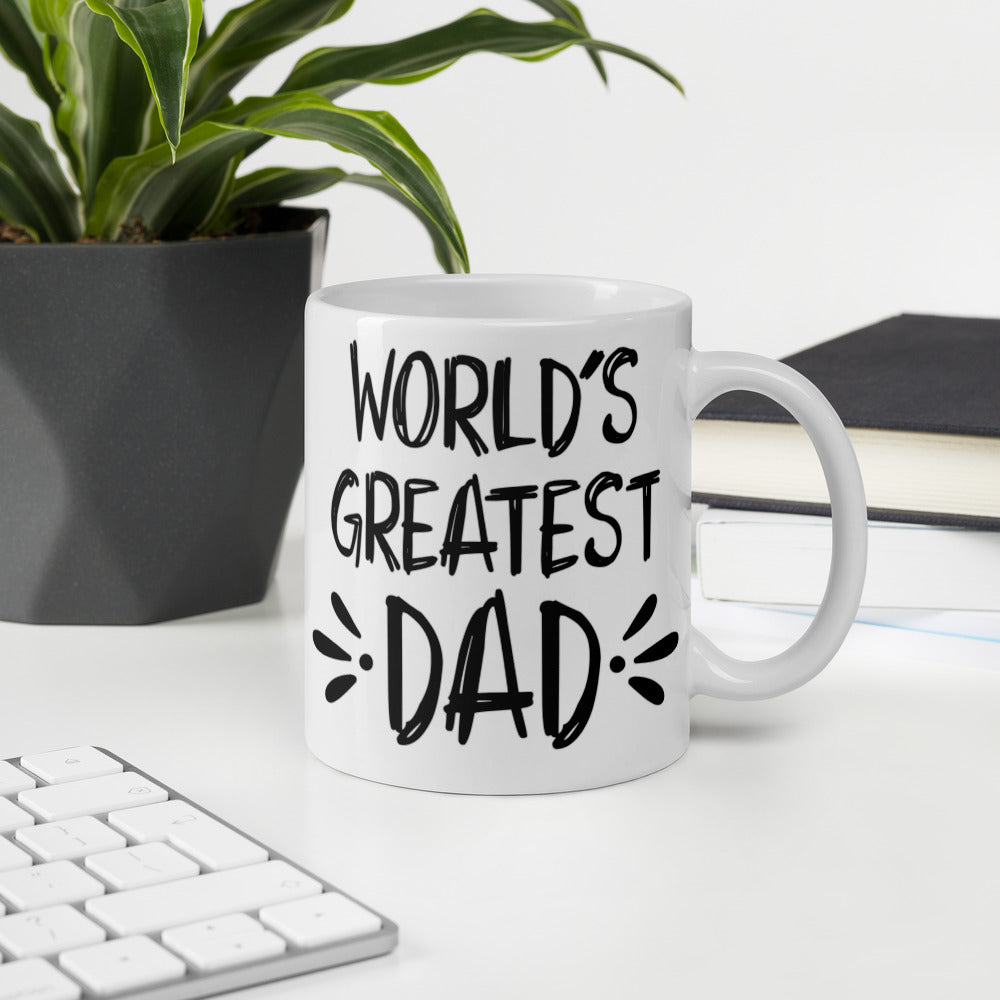 Worlds Greatest Dad White glossy mug