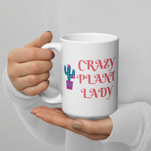 Load image into Gallery viewer, White glossy Crazy Plant Lady mug